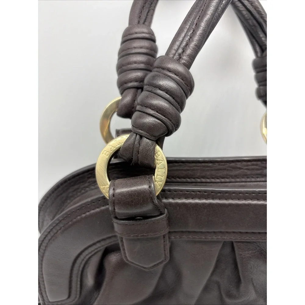Bally Lailan  Y2K Brown Chocolate Leather Quiet Luxury Gathered Doctor Bag